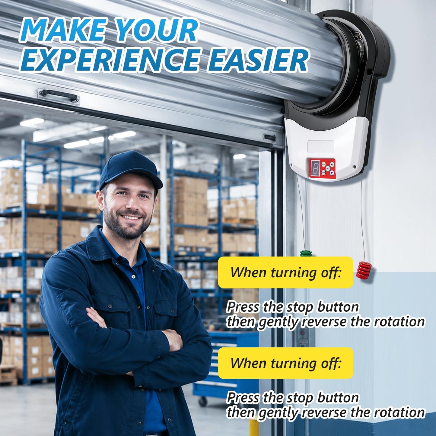 Automatic Roll Up Garage Door Opener, 110V Side Mount Electric Roller Shutter with 800N Quiet Motor, 2 Remotes & Secure Encryption for Commercial Farm Warehouse Barn