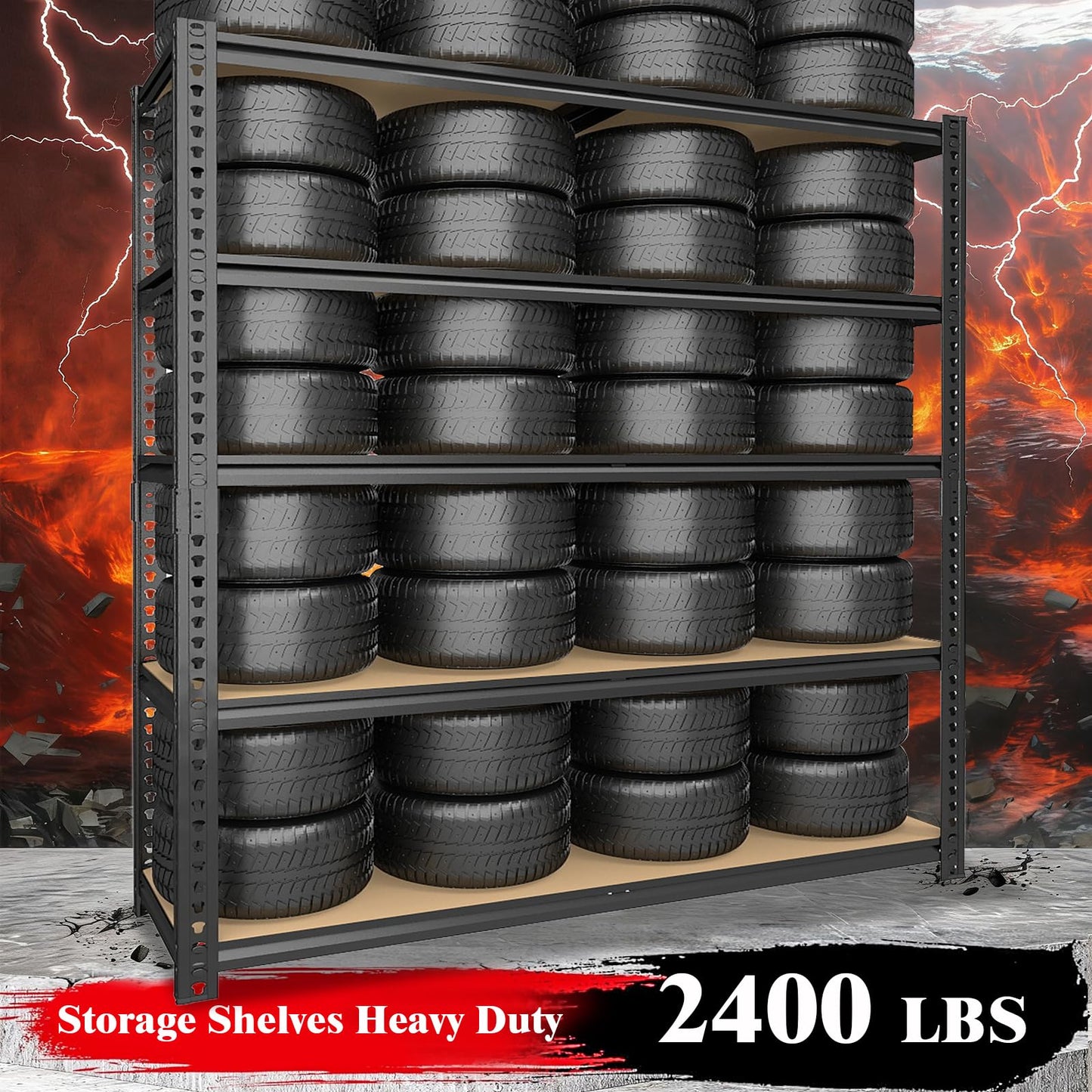 ZEUKMXOO Heavy Duty Garage Shelving,5-Tier Metal Storage Shelves,2400LBS Shelving Unit,Adjustable Shelving Rack, Standing Shelf Units for Garage Storage Warehouse,28''×12''×60'',2 Pack