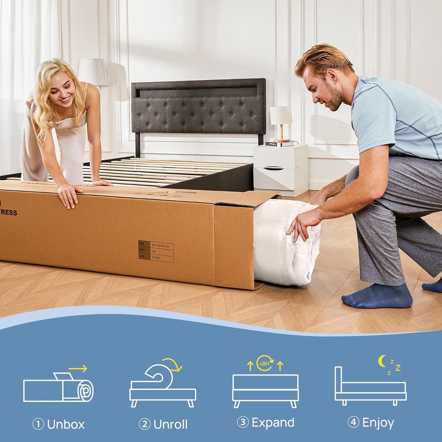 Rolanstar Twin Gel Memory Foam Mattress - Fiberglass Free, CertiPUR-US Certified, Cool Sleep & Comfort