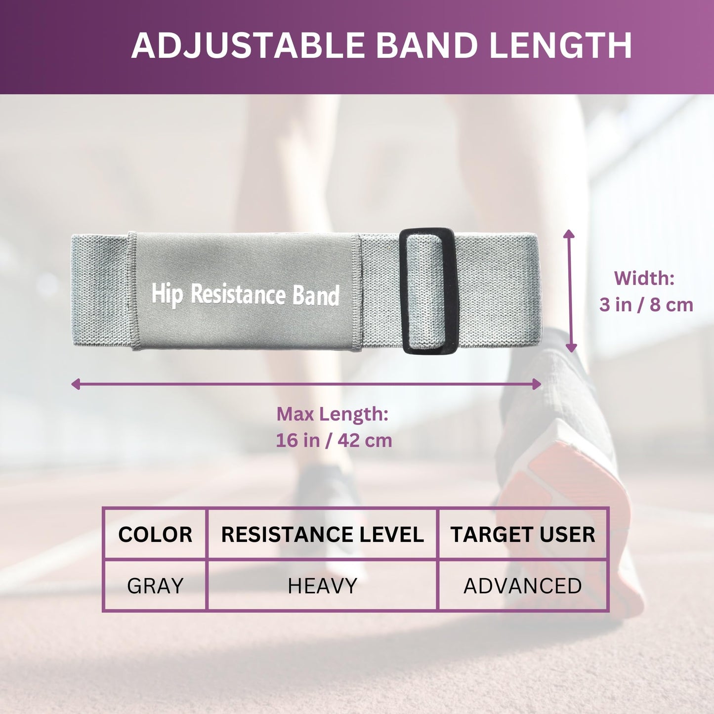 Adjustable Fabric Resistance Bands, Non-Slip Exercise Bands for Men and Women, Perfect Workout Bands for Glutes and Lower Body Training - 1 Pack (Heavy)