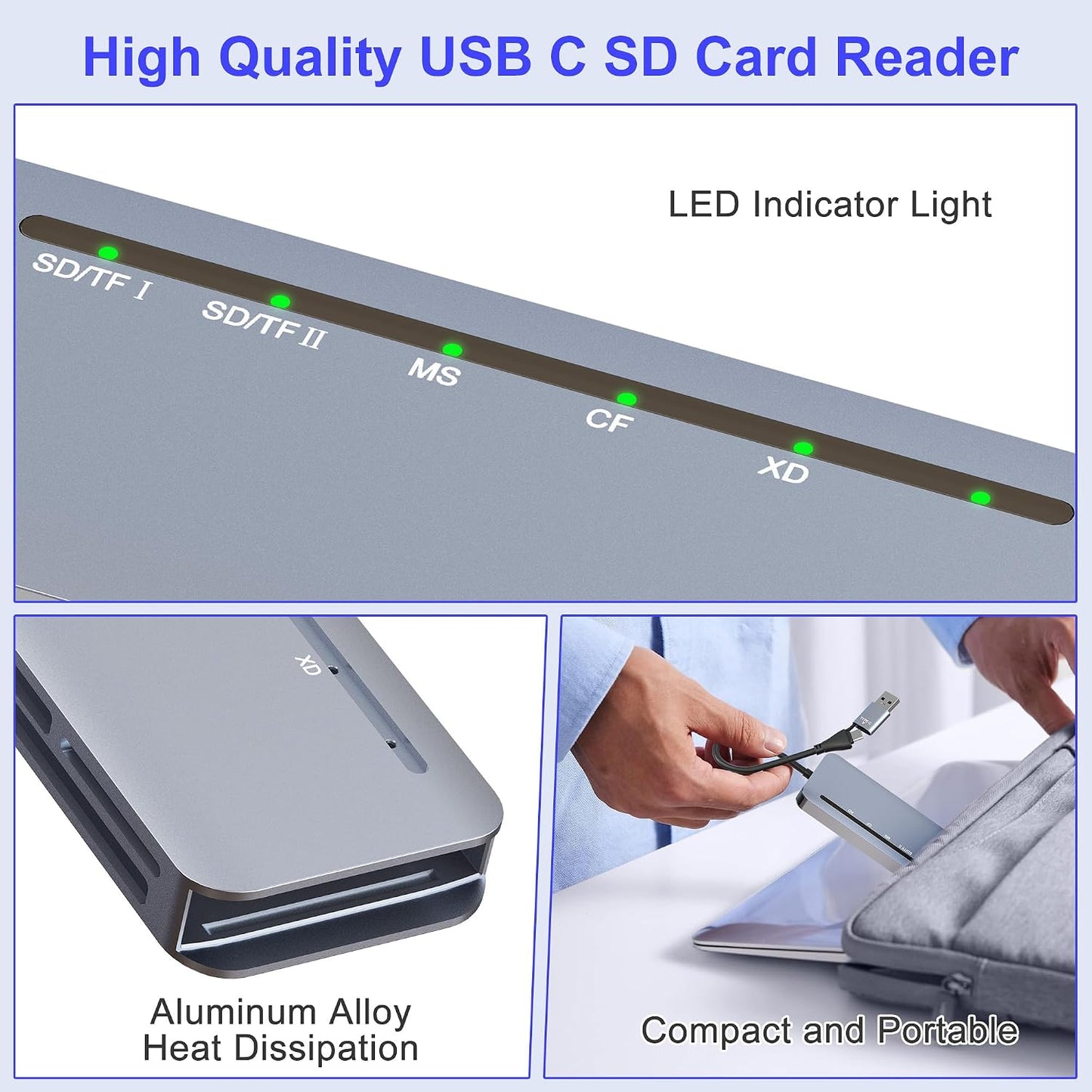 Suejezt 7 1 17/16/15, Memory Stick Pro Duo Card Reader, in USB-A/USB-C Multi Memory Card Reader for SD/TF/MS/XD/CF