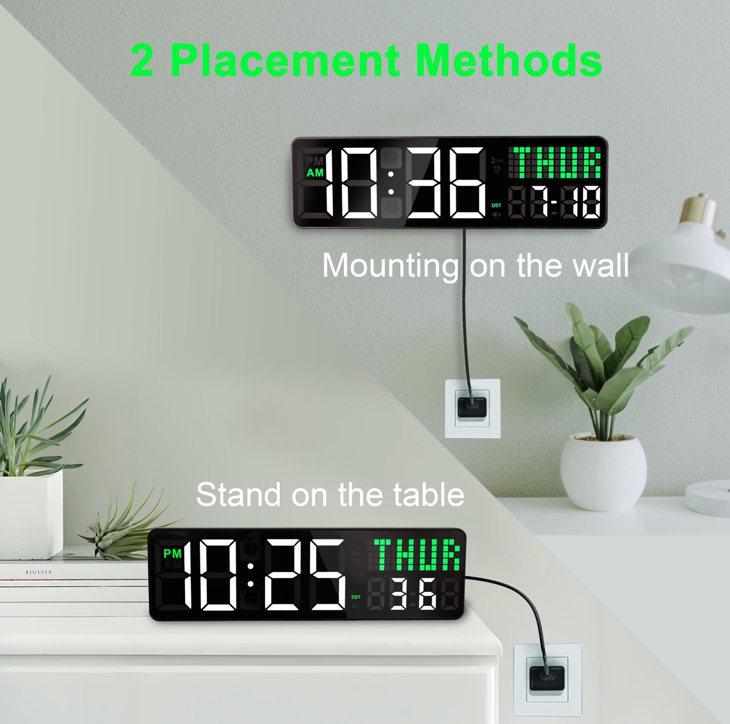 LUCORB Gym Clock with Seconds, 12" Digital Wall Timer Clock for Home Gym, Remote Interval Timer with Tabata HIIT Countdown, Voice Prompt | 5 Display Modes | 4 Training Alarms