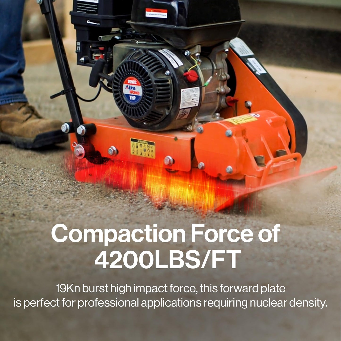 SuperHandy Plate Compactor with 7HP Gas Engine – 4200 lbs Force, 20 x 15 in. Steel Plate, 12 in. Depth Tamper for Soil, Gravel, Asphalt, Landscaping, Sidewalks, Patios (GUO118 (2024))