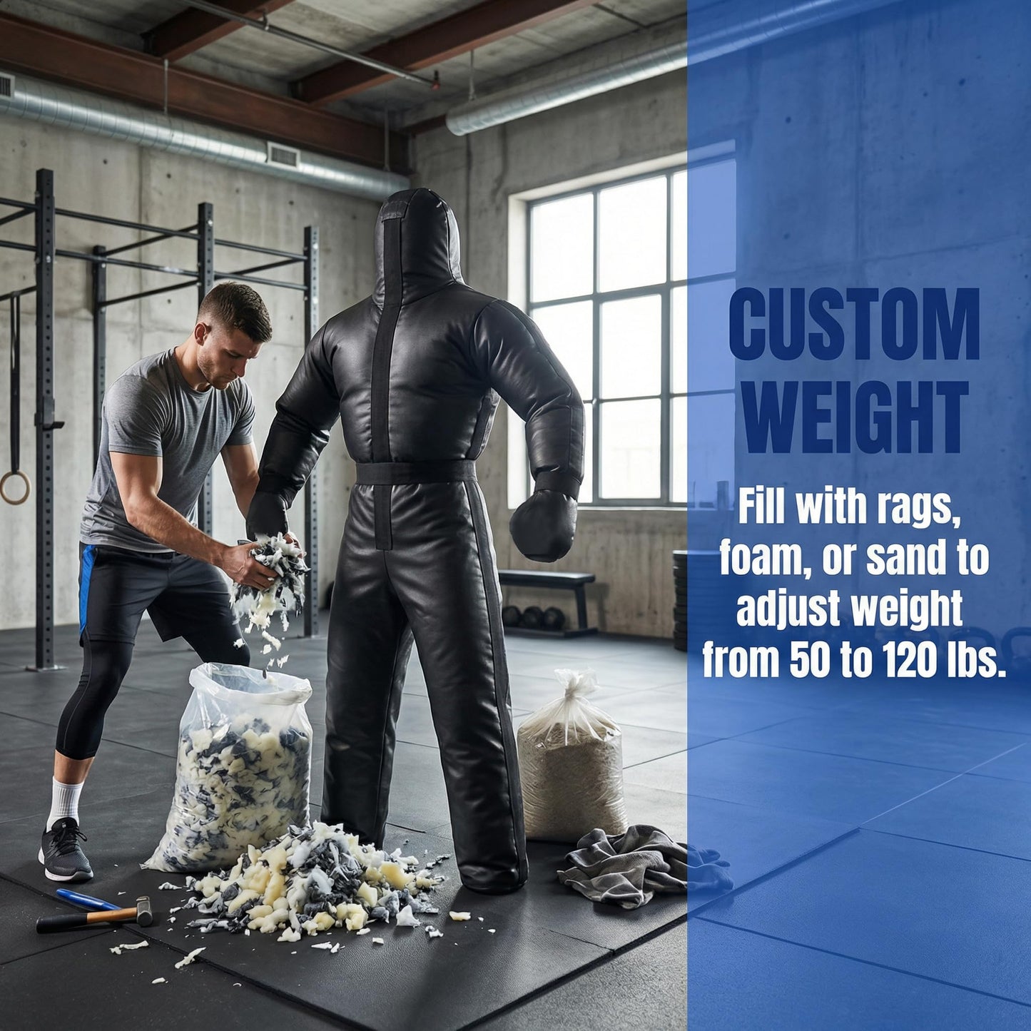 6FT Wrestling Dummy Grappling Dummy, Unfilled Hollow Design, Anti Burst Black Space Leather, MMA BJJ Training Equipment for Adults, Heavy Duty Martial Arts Practice Partner