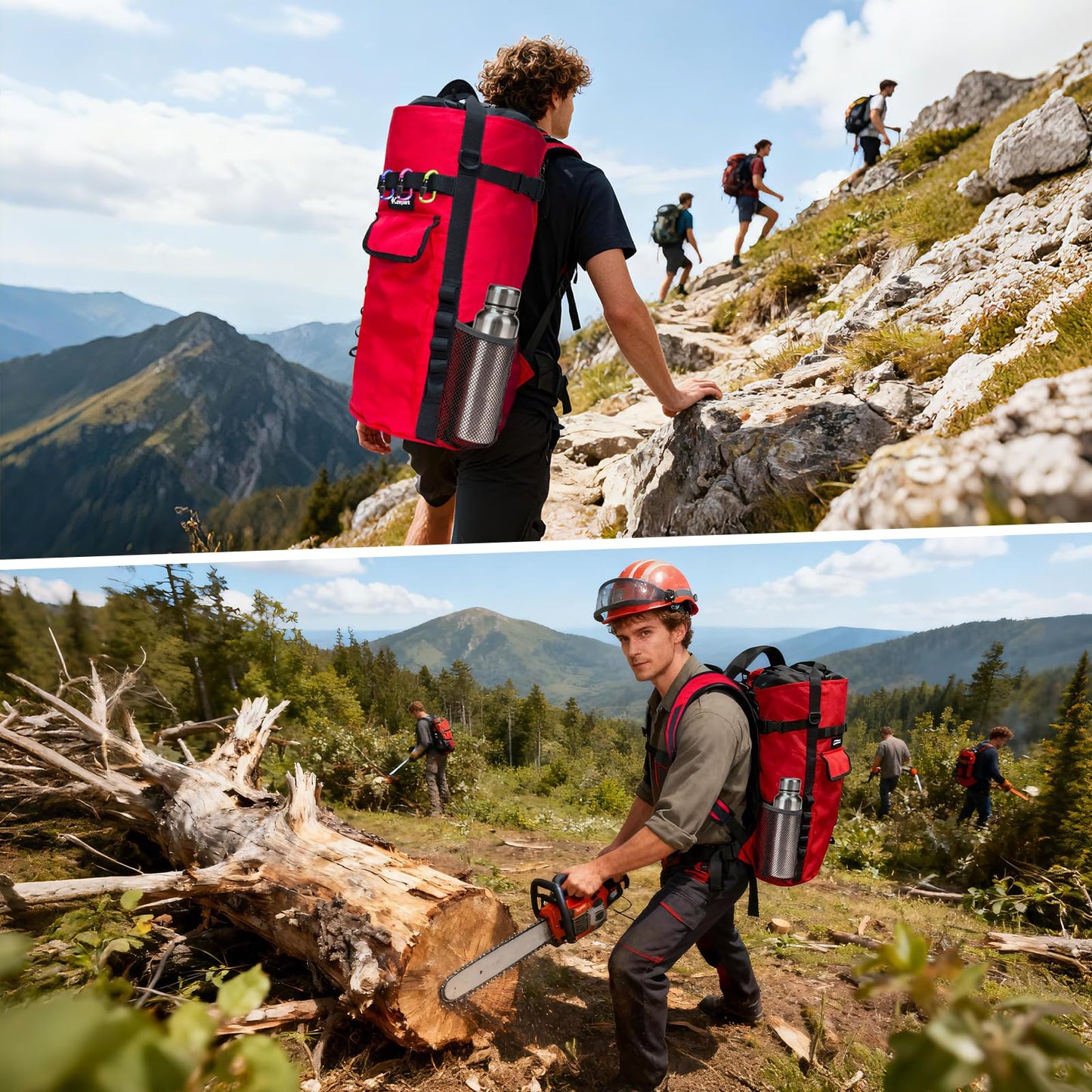 Keepark Rock Climbing Rope Storage Bag - Large Capacity Tree Rope Storage Backpack, Waterproof Oxford Outdoor Climbing Rope Bag With Adjustable Shoulder Straps - Red