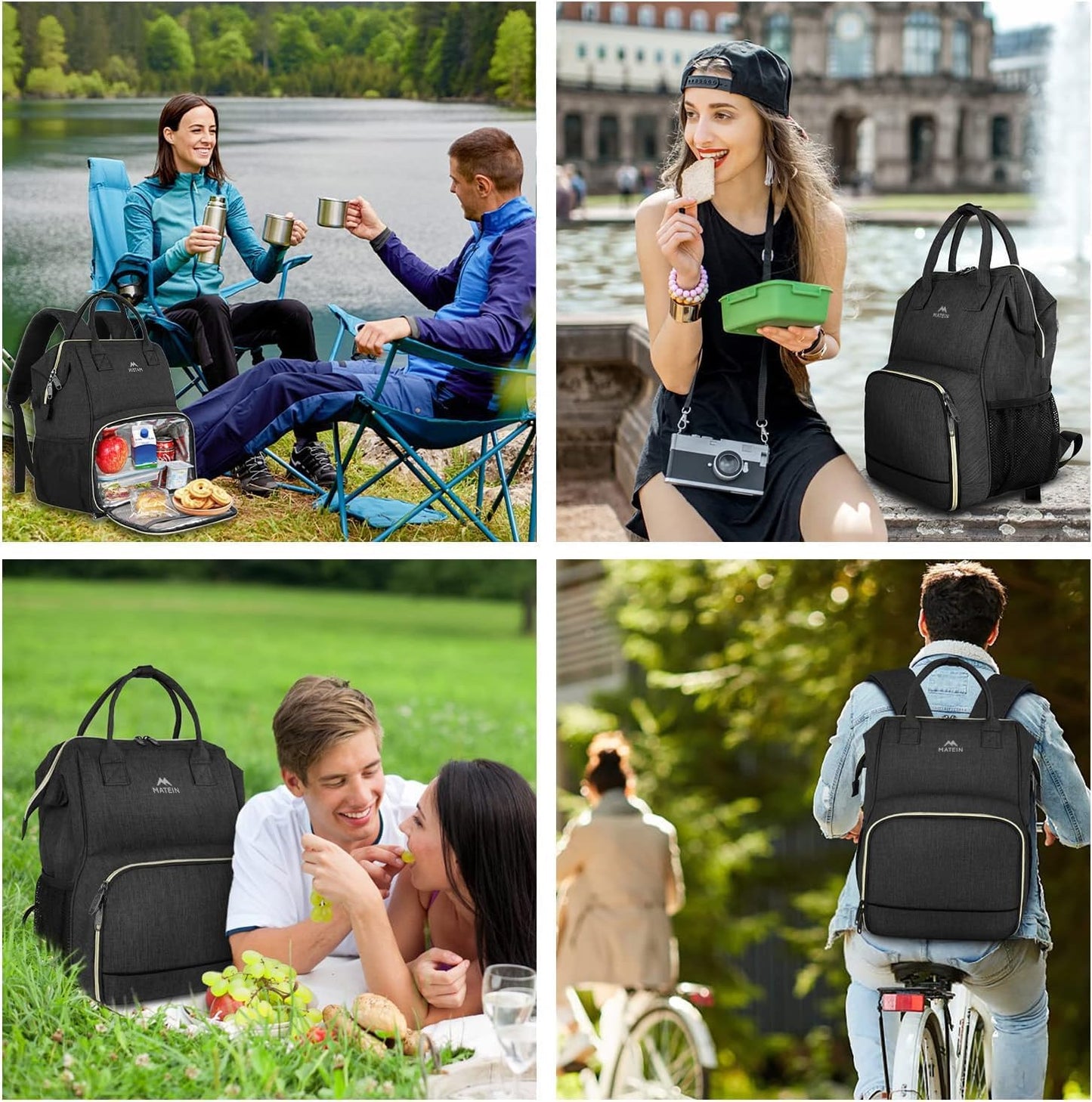 Backpack Backpack 15.6 Inch Commuter MATEIN Lunch for Women, Insulated Cooler Lunch Bag for Men, Leakproof Laptop