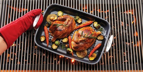 All-Clad Outdoor Nonstick Roaster Set 15x11 Inch Oven Grill Safe 500F Roaster Pan, Pots and Pans, Cookware Black