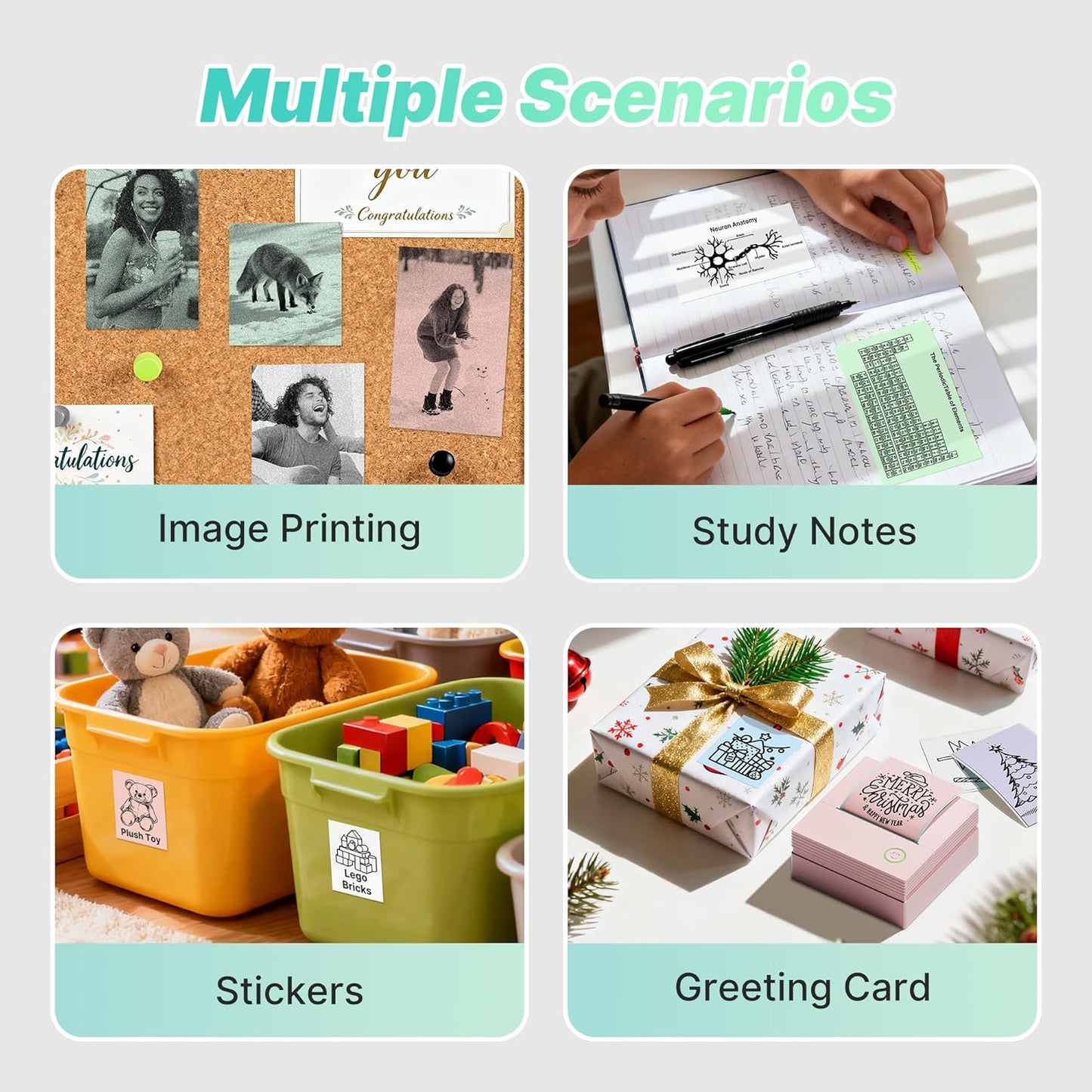TYPONOS PM290 3 1 Pack Sticker Printer, Mini Printer, Bluetooth Sticker Maker Machine with Rolls Paper, Smart AI APP