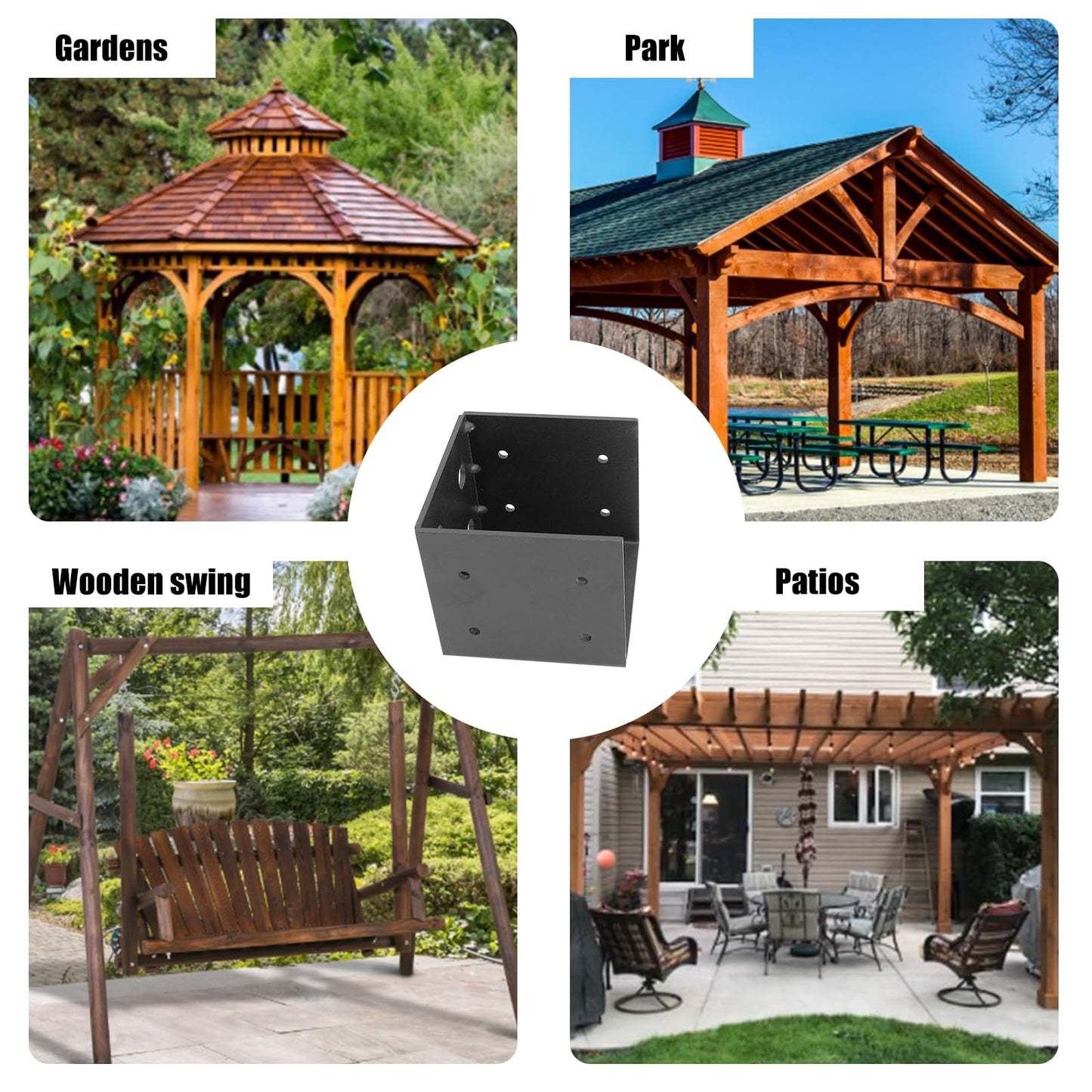 CNQLIS 4 Pcs 6x6 Pergola Wall Mount Bracket, 11 Gauge(3 mm Thick) Heavy Duty Joist Hanger Inner Width:5-1/2" fit 6x6 Nominal Wood Beam