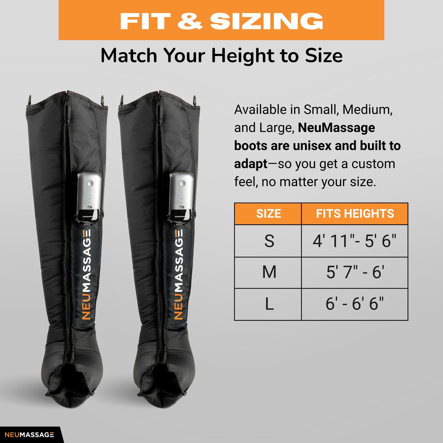 NEUMASSAGE Professional Leg Compression Massager Recovery System | Cordless Rechargeable Air Recovery Boots with Sequential Compression | Fast Recovery & Improved Circulation [Medium, Black]