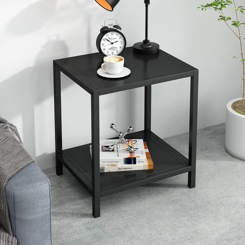 JETO Modern End Table - Stylish 2-Tier Nightstand with Easy Assembly | European Wrought Iron Design