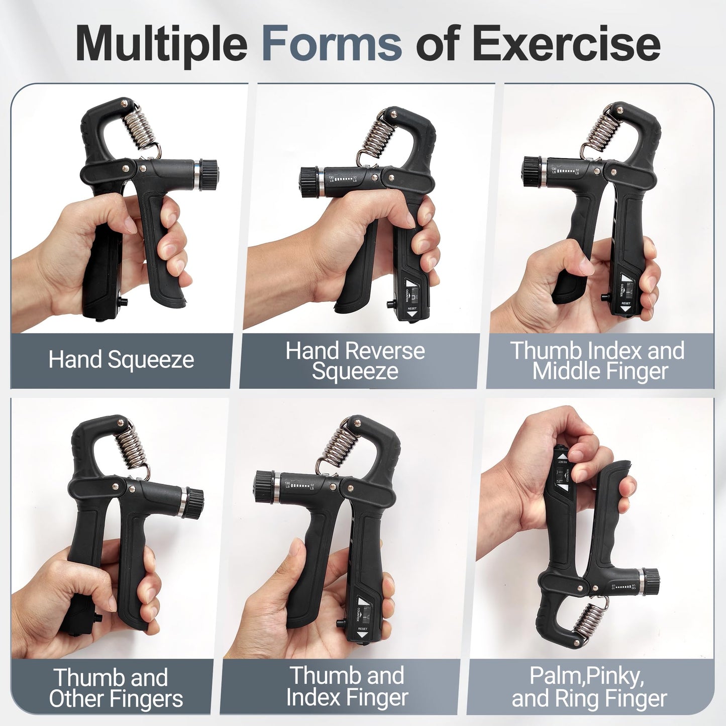 WATMAID Grip Strength Trainer Kits (5 Pack), Forearm Strengthener with Adjustable Resistance, Grip Strength Tester, Finger Strengthener, Hand Gripper Strengthener for Muscle Building Injury Recover