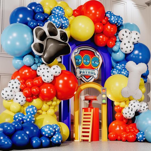 ALL-IN-1 Paw Balloons Garland Arch Kit - Bonus Dog Bone & Paw Print Balloons for Birthday Decor | Perfect for 3rd Birthday Party