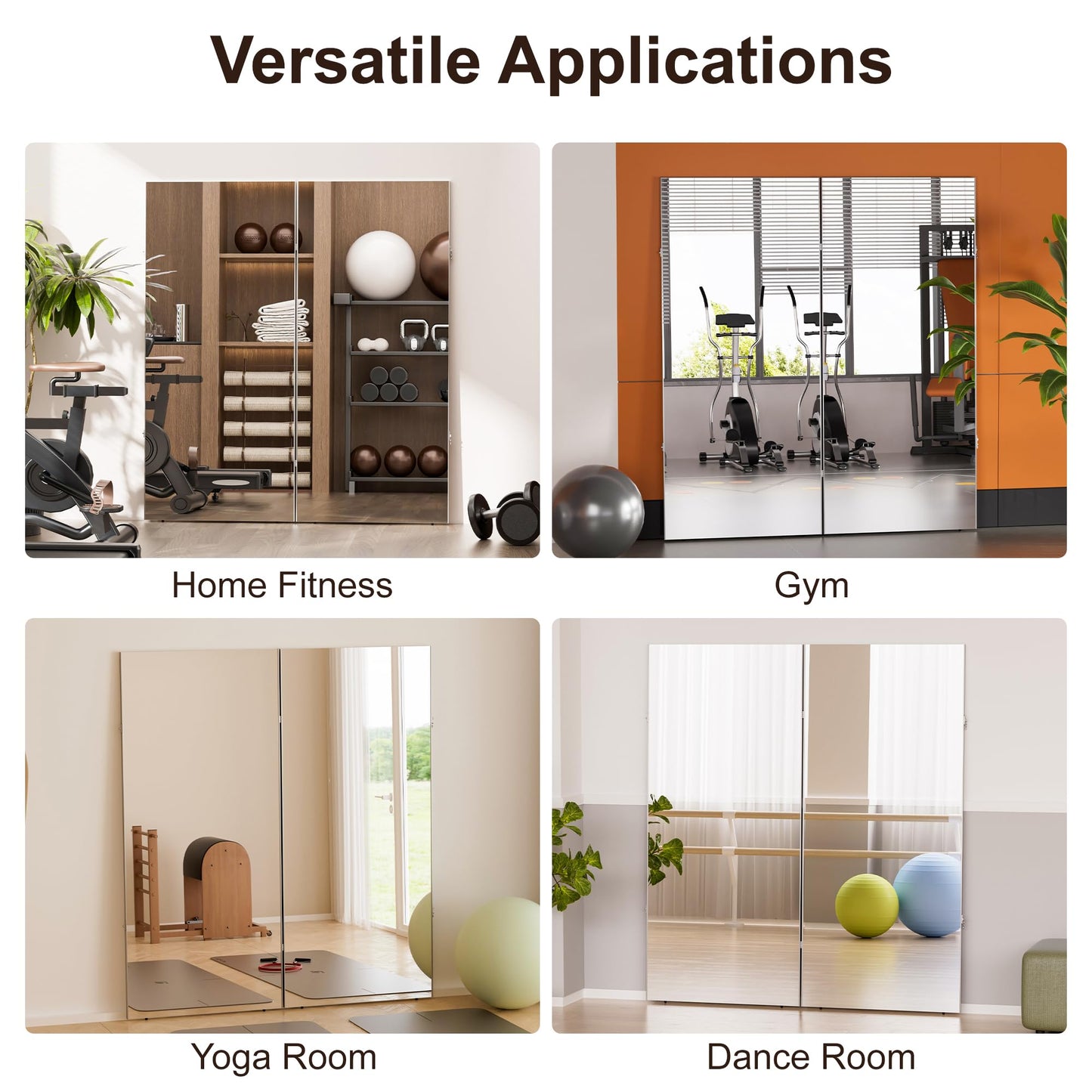 brisafe 71"x 63" Ultra-Light Foldable Floor Mirror with 360° Folding Design, Space-Saving Full-Length Mirror for Home Gym/Yoga/Dance Studio & Commercial Use, 60% Insurance Savings, Silver