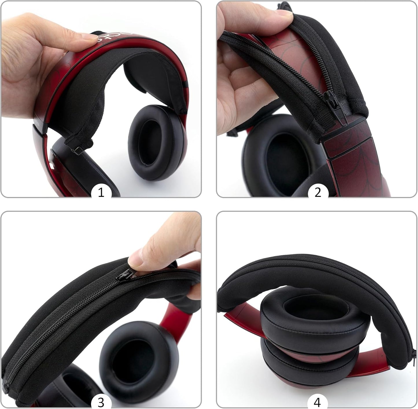 BlingKingdom Zippered Headband Cover for Headphones - Black