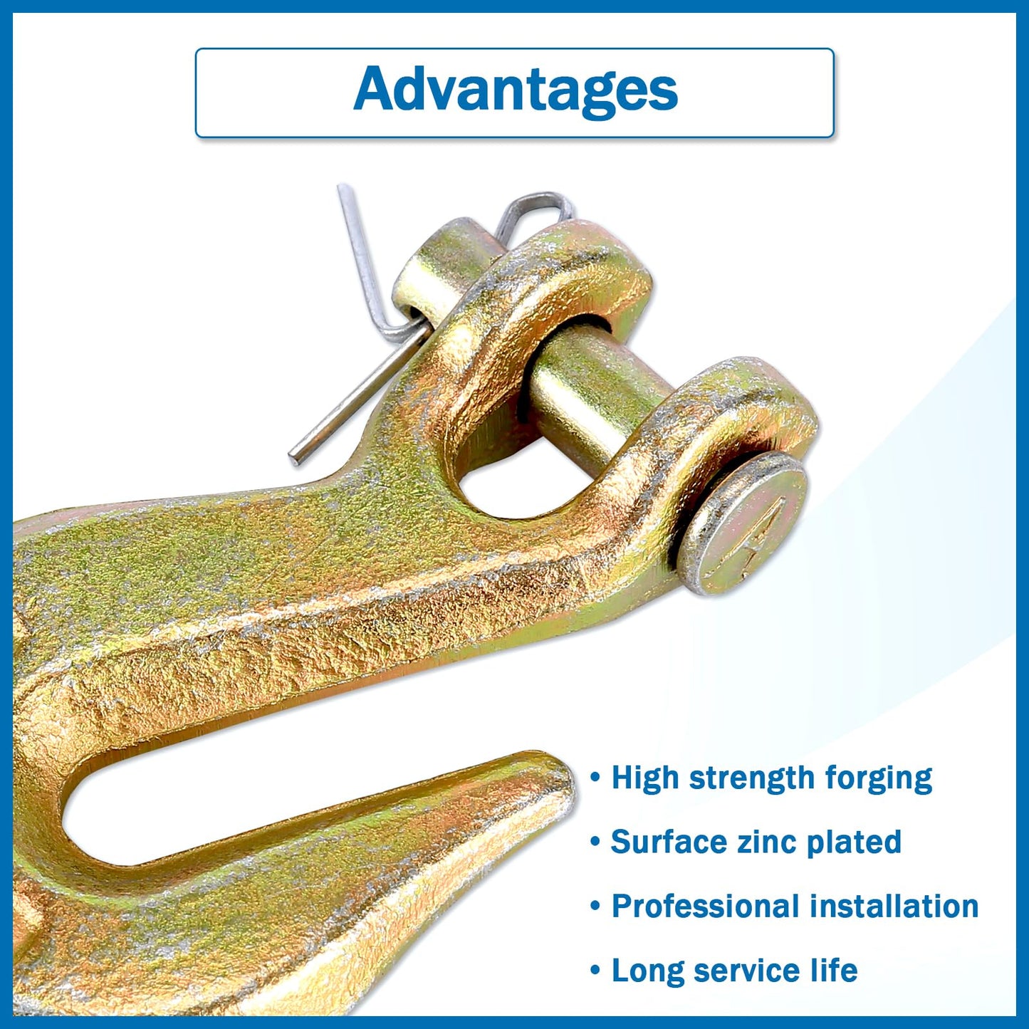 TBAPFS 4Pcs 3/8 Inch Clevis Grab Hooks Grade 70 Chain Hook 7500 Lbs Working Load Limit for Trailer Truck Transport