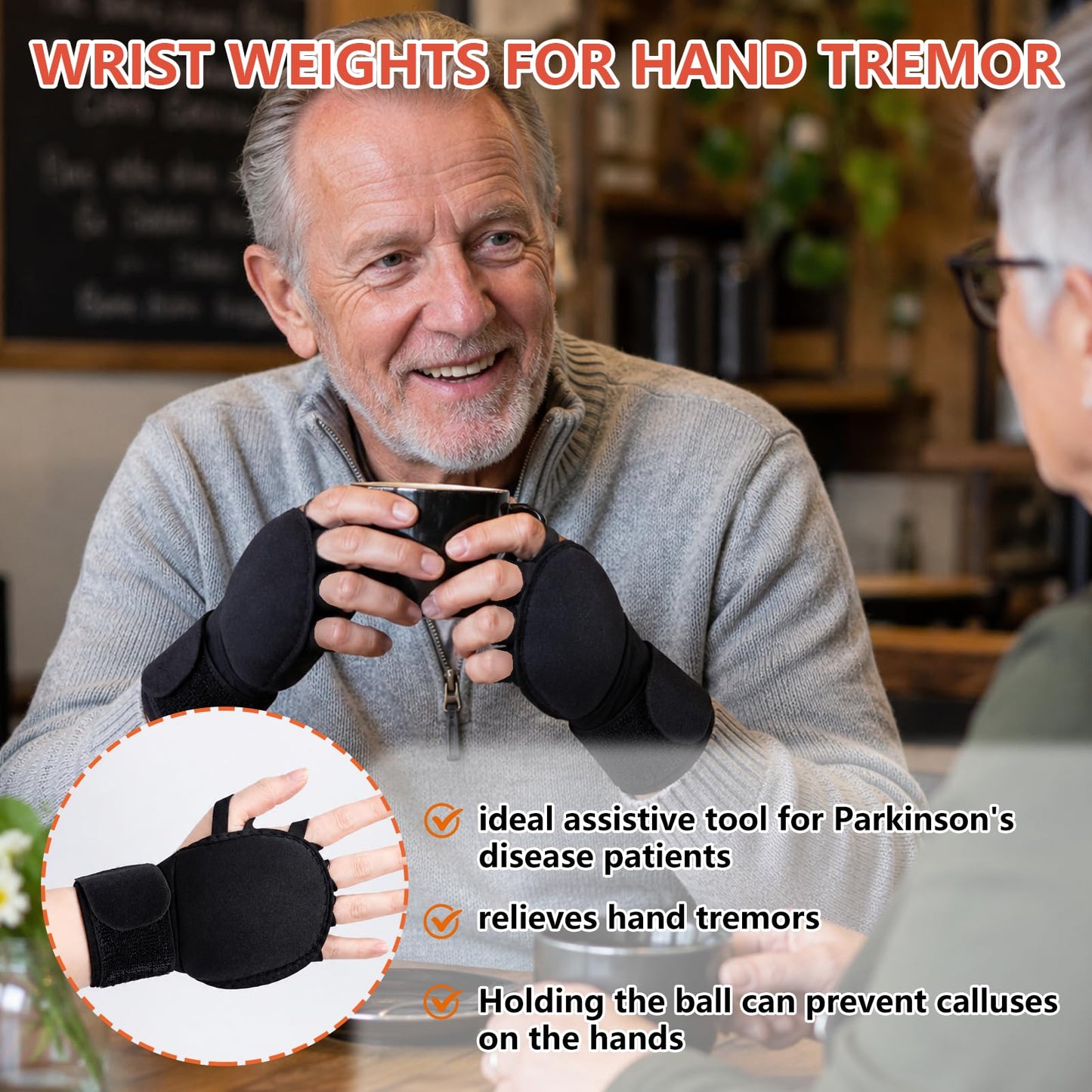2 PCS Weighted Gloves for Tremors, Parkinsons Aids for Living, Parkinson Gadgets, Hand Grip Strength Trainer, Adjustable Wrist Weights for Hand Tremor, Aid to Improved Hand/Wrist Mobility