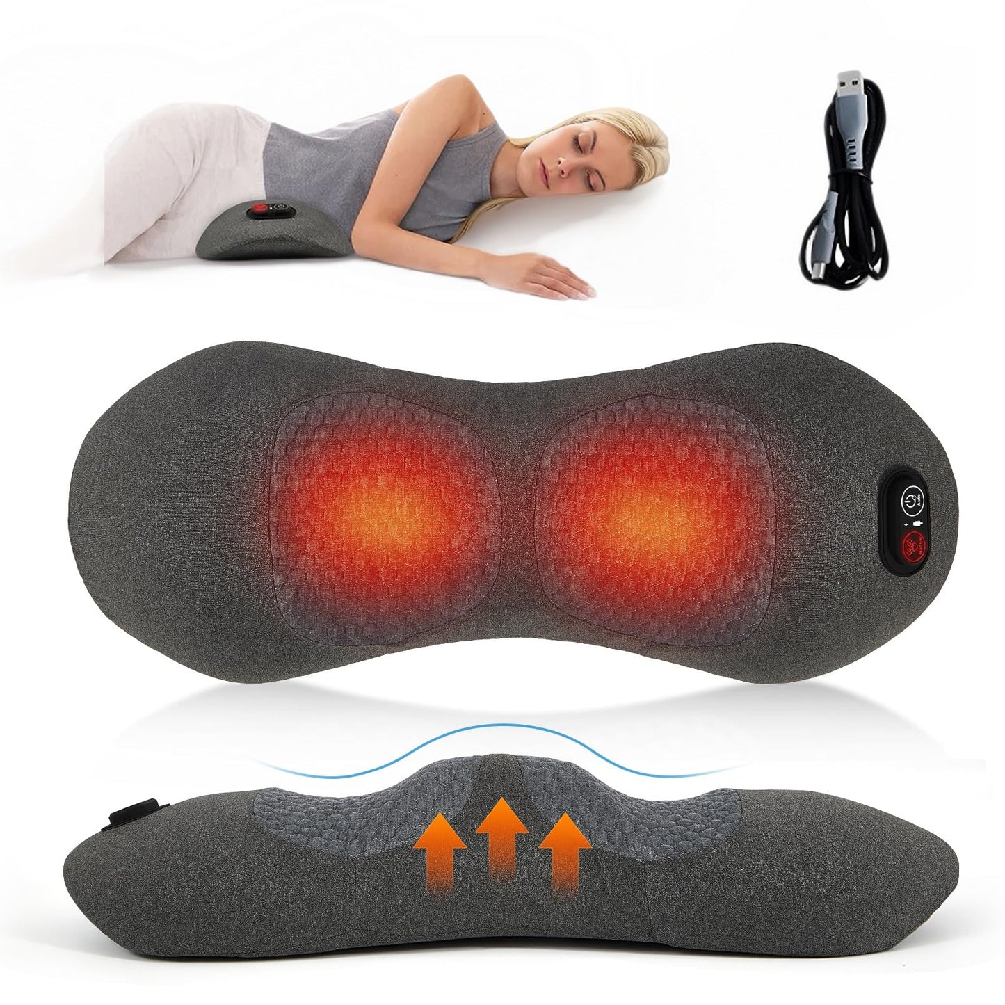 Smooth Spine Triple Fusion Back Massager with Heat - Sciatica Pain Relief & Spine Decompression Device, Deep Tissue Massager for Lower Back Pain, Office Chair and Home Use for Chronic Sufferers