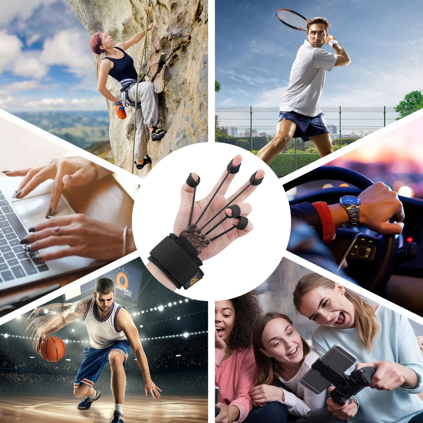 Finger Strengthener Stroke Recovery Physical Therapy Equipment Stretcher Hand Strengthener Hand Workout Extension Exerciser Hand Grip Trainer (Enhanced Kit - Black)