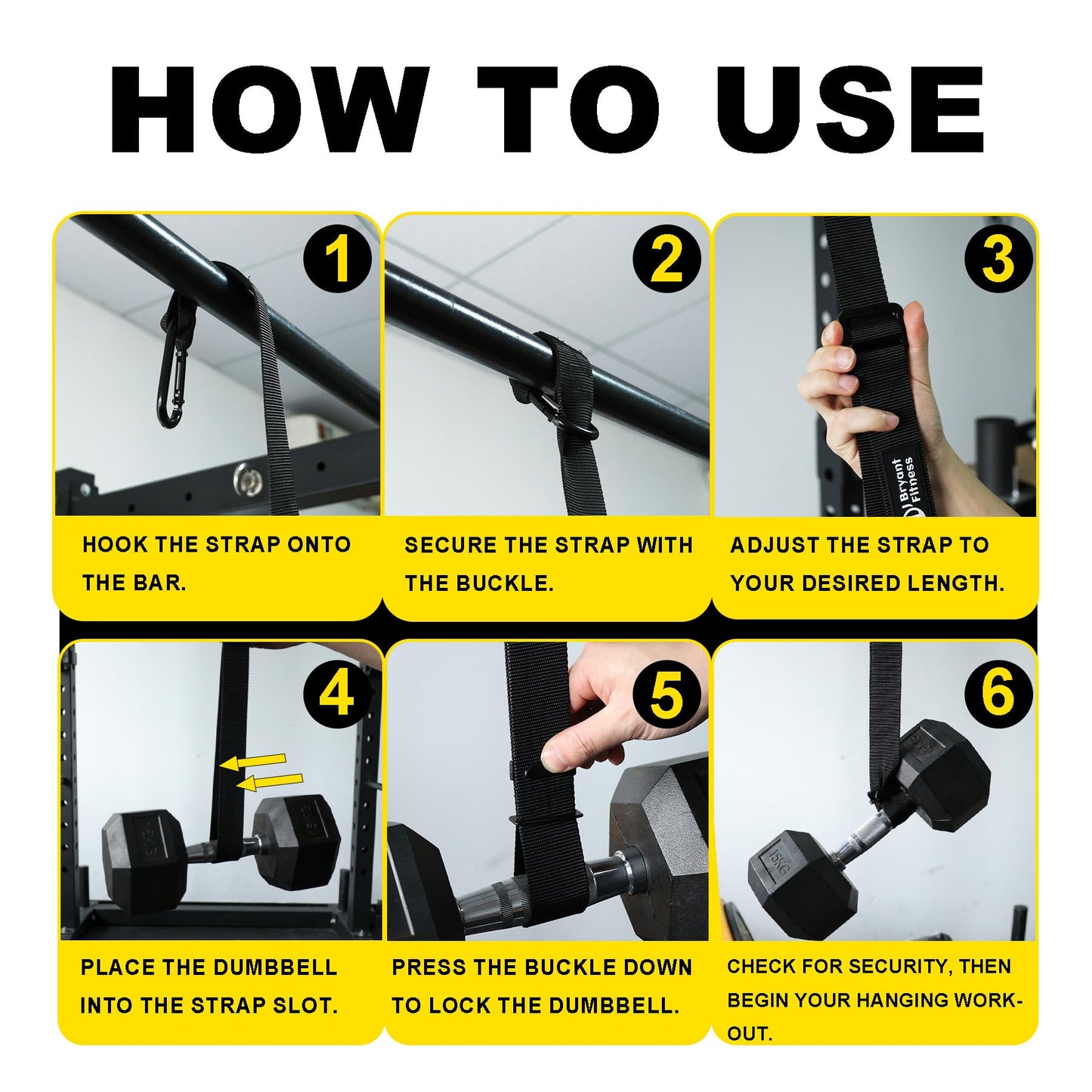 Dumbbell Spotter Straps with Safety Locking Buckle, Adjustable Height Hanging Straps for Chest Bench Press, Heavy Duty Barbell Rack Attachment for Home Gym Solo Training, Prevents Accidental Drops