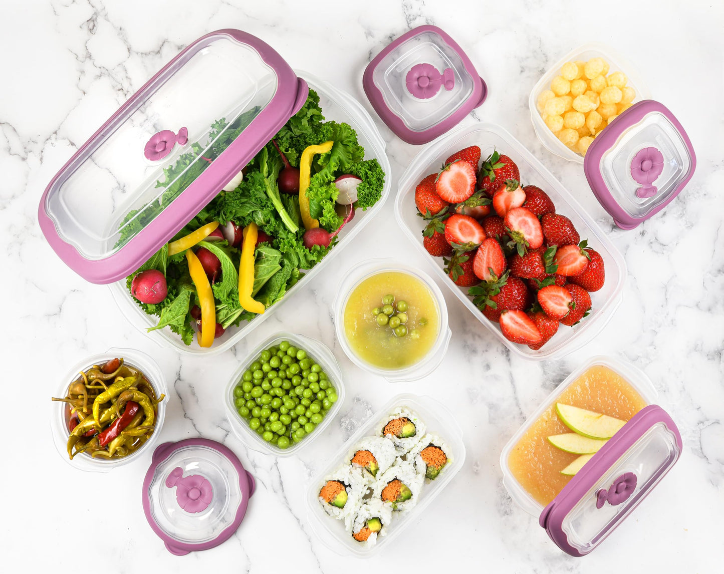 Tribello Plastic Food Storage Containers With Lids - 53 Oz Airtight Container Box For Food Storage, Meal Prep, Freezer, Microwave And Dishwasher Safe, Steam Vent Lids, BPA-Free - 3 Pack