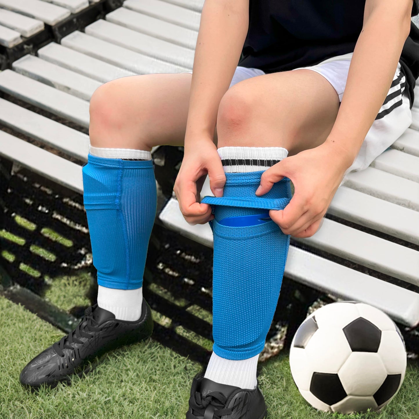 ATHCISE 2 Pairs Kids Youth Soccer Shin Guard Sleeves with Optimized Insert Pocket, Shin Pad Compression Sleeves for 3-15 Years Old Boys Girls Child Teens for Soccer Sport