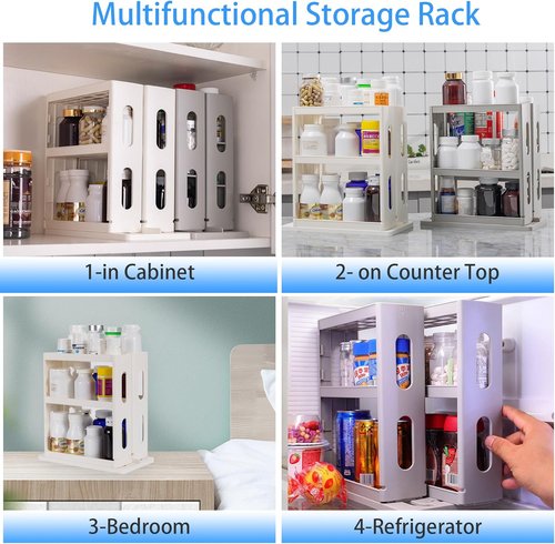 Dutiplus Medicine Organizer - 3-Tier Storage Rack for Vitamins & Cosmetics | Creamy White 10.82" H x 5.82" W x 10.43" D