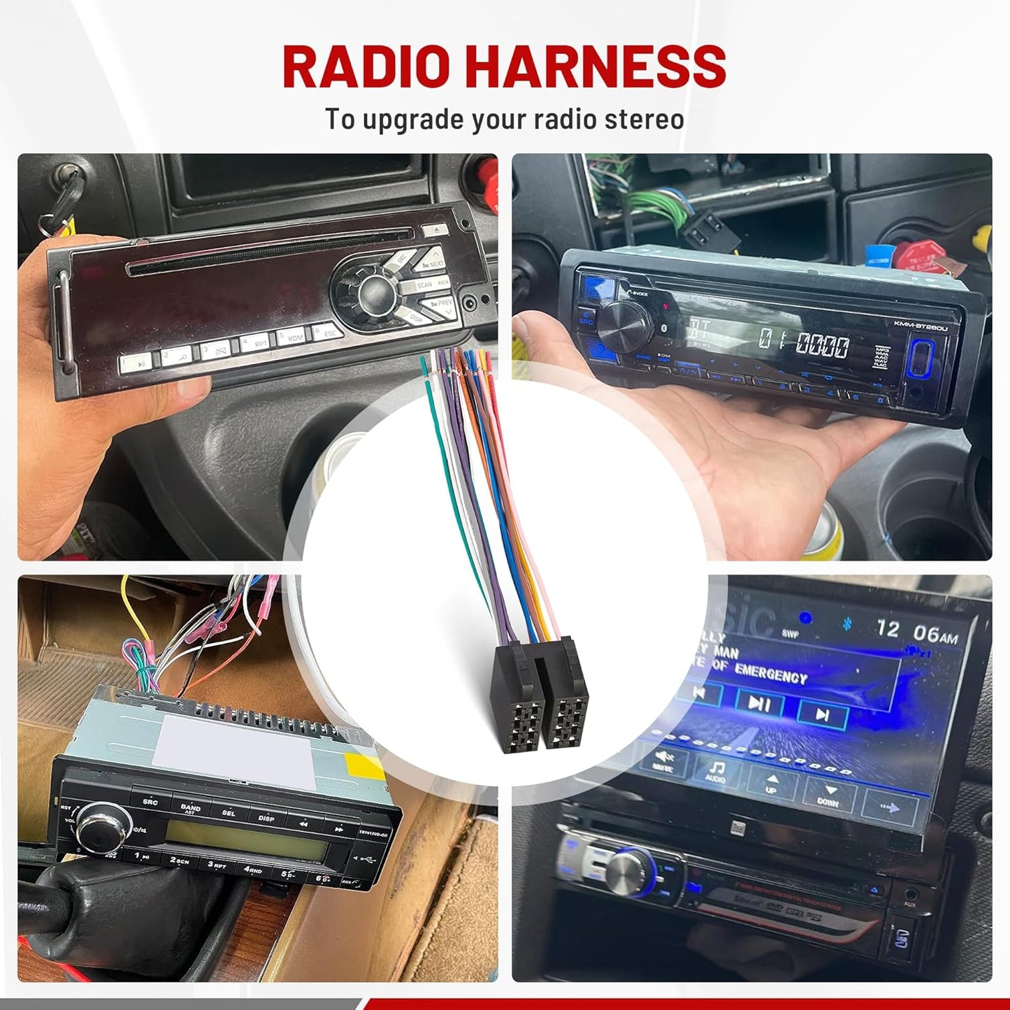 1996-2002 1998-2005 RED WOLF Radio Stereo ISO Wire Harness Female Adapter Connector Replacement for Volkswagen, Audi