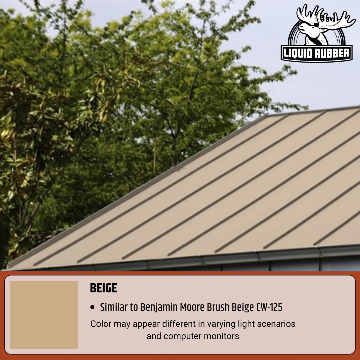 Liquid Rubber Color Roof Sealant- Elastomeric Waterproof Coating for Flat, Low-Slope & Metal Roofs, Flexible UV-Stable Membrane, Beige, 5 Gallon