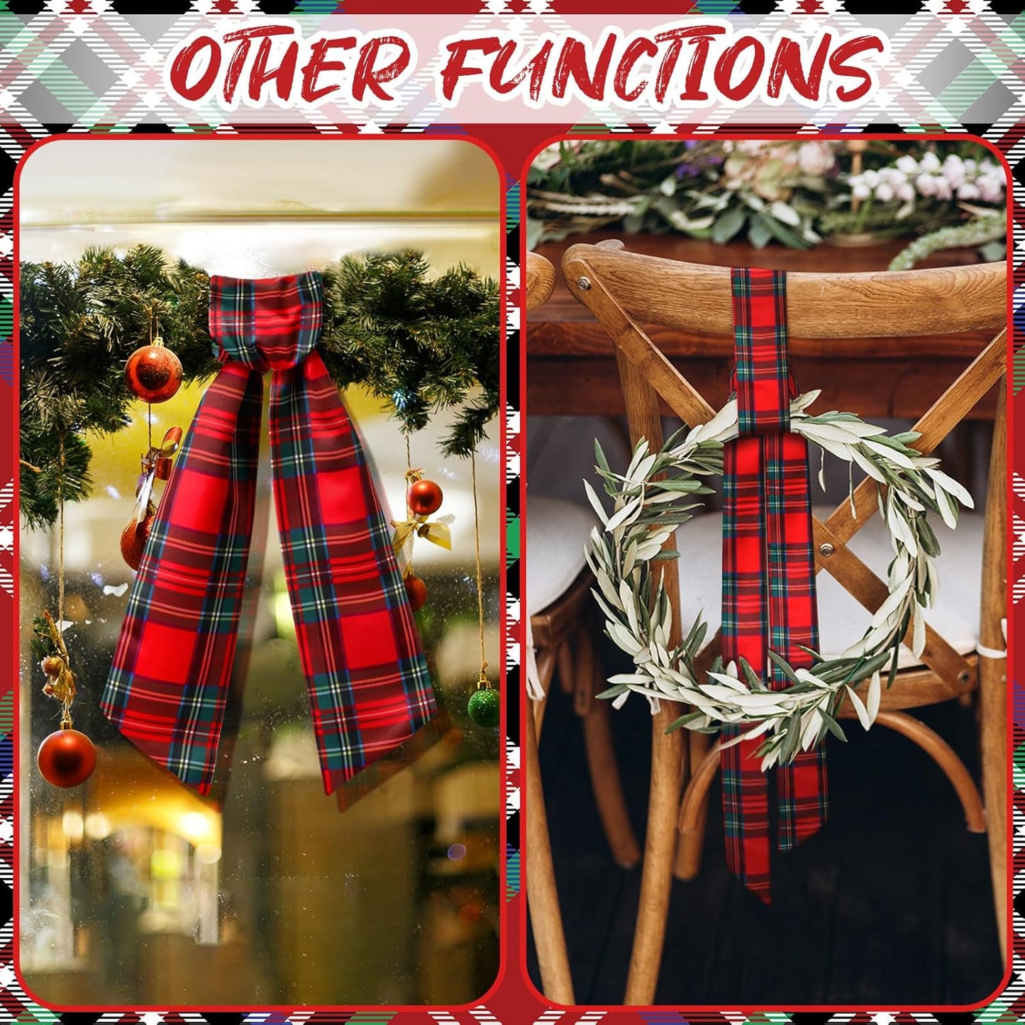 VitalCozy Christmas Wreath Sash - Satin Ribbon for Monogrammed Decor | Indoor/Outdoor Holiday Accessory