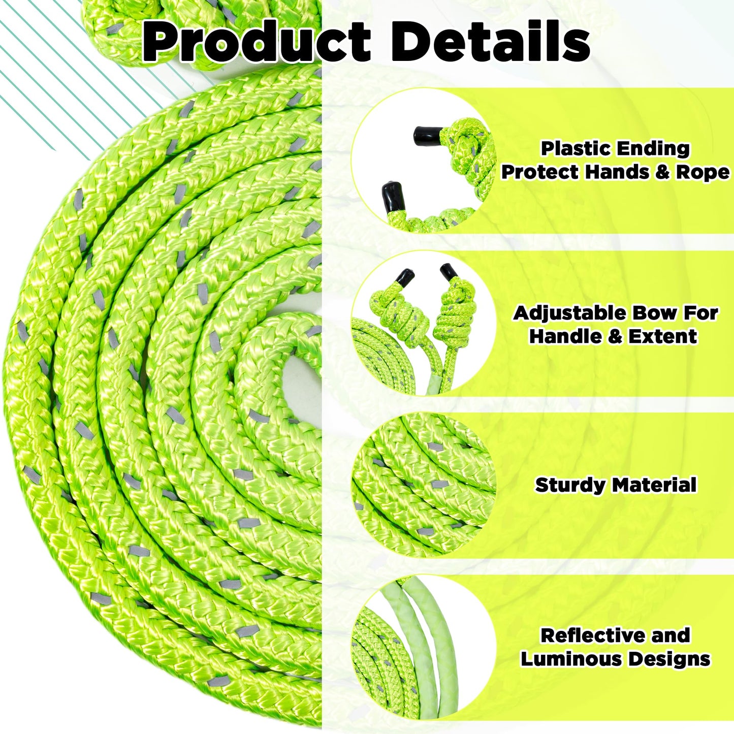 GQIRIL Flow Exercise Jump Rope - Long Weighted Jumping Rope for Workout Women Men Fitness, Adjustable Double Woven Heavy Jumprope for Indoor Outdoor Adults Beginner Training Boxing Cardio (Fluorescent Green)