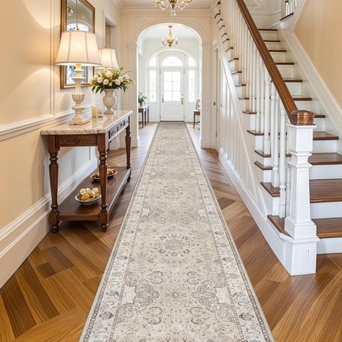 Hallway Washable Runner Rug - Vintage Soft Non-Slip 3x20 Entryway Carpet | Ideal for Kitchen & Living Room