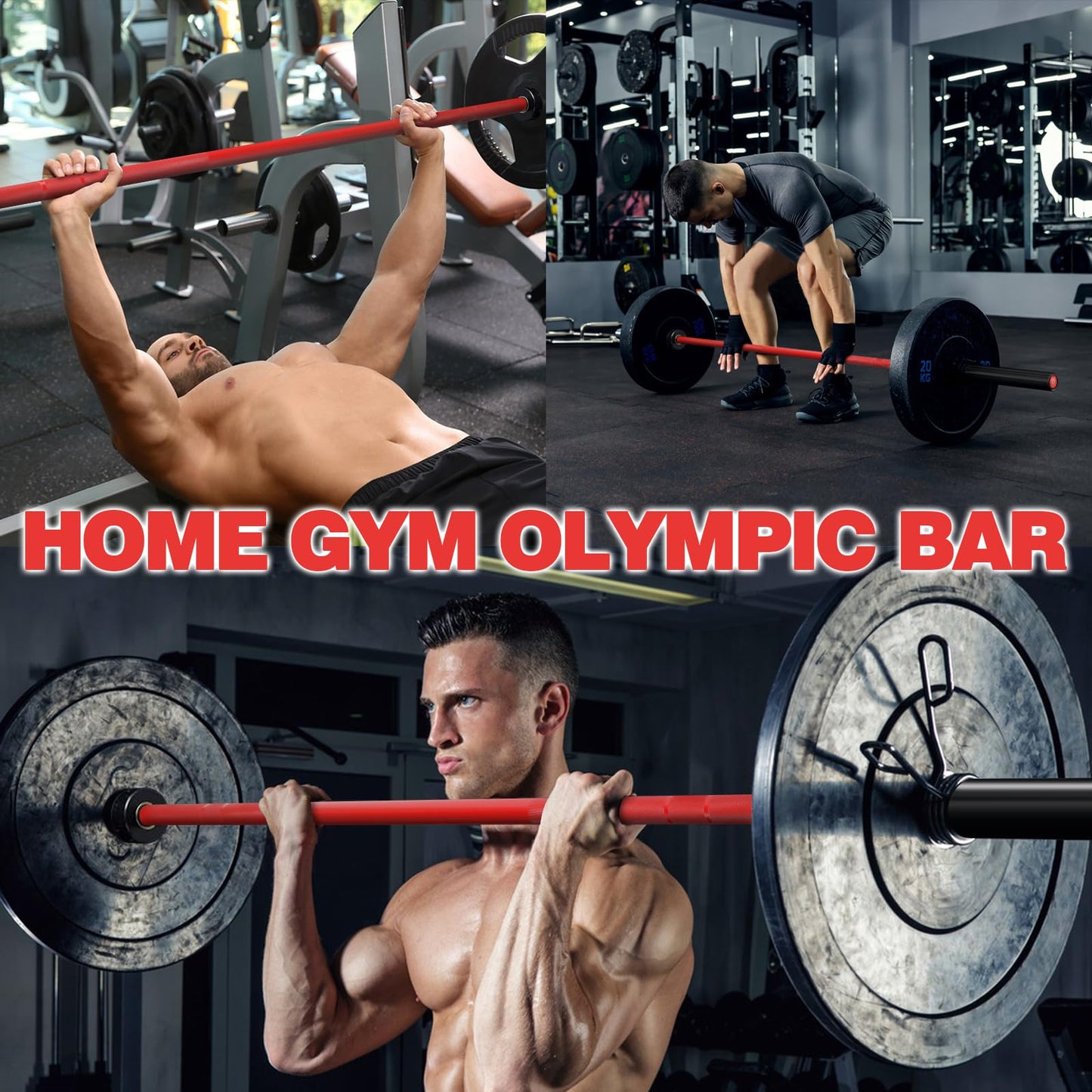 Huisheng 7ft Olympic Barbell for Strength Training and Olympic Weightlifting, 500 700 1000LBS Capacity Available, 2 Inch Bar for Squats, Home Gym Fitness Equipment, Bench Press, Deadlift,Powerlifting