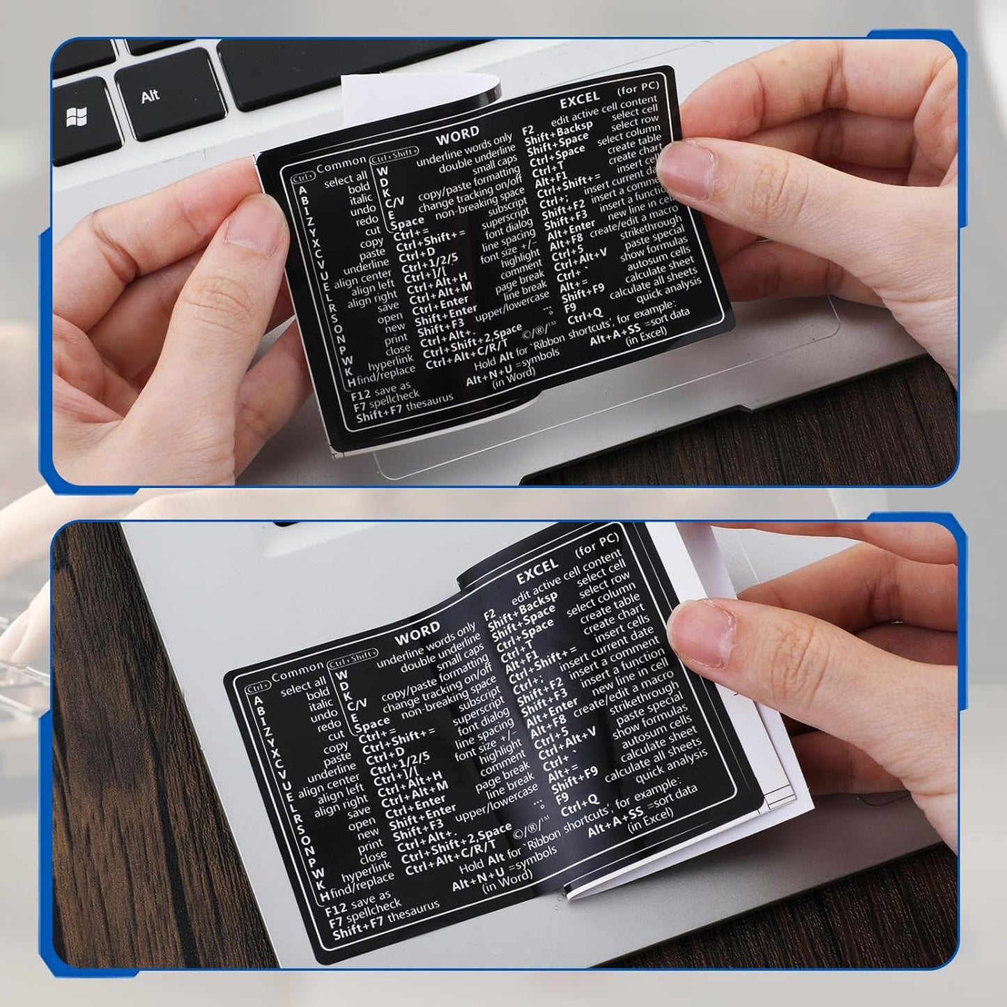 GEEHUA 2 Pcs Laptop Shortcuts Stickers, Word/Excel Quick Reference Guide Keyboard Shortcut Stickers Notebook PVC