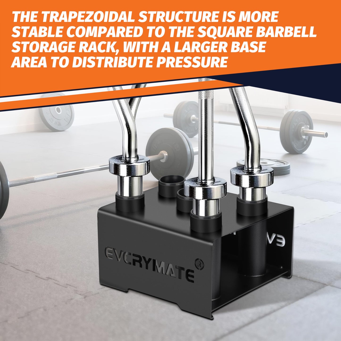 EVERYMATE 5 Barbell Holder, Vertical Olympic Bar Rack, Gym Vertical Storage Fits 2-Inch Barbells,Home Garage Gym Organize