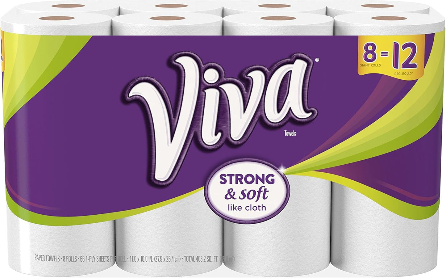 Viva Giant Roll Paper Towels - Soft & Absorbent White Towels | 27.9 x 25.4 cm, 8 Rolls