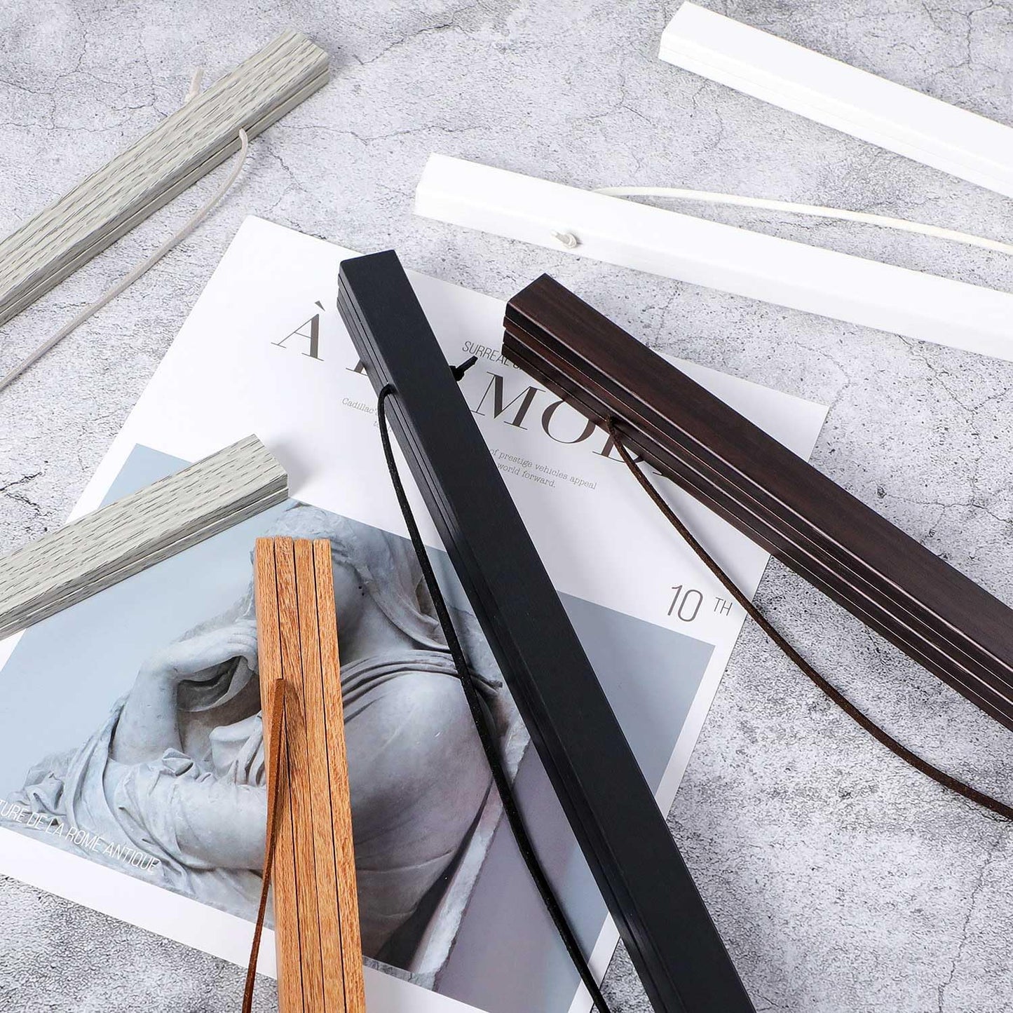 Benjia Magnetic Poster Hanger - 20" Wooden Frame for Canvas & Artwork | Grey Color, Easy Wall Display