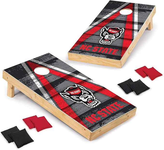 Wild Sports NCAA College 2' x 4' Wood Direct Print Tournament Cornhole Set, 8 Bean Bags, Vintage Triange Design - Tailgate, Outdoor, Backyard