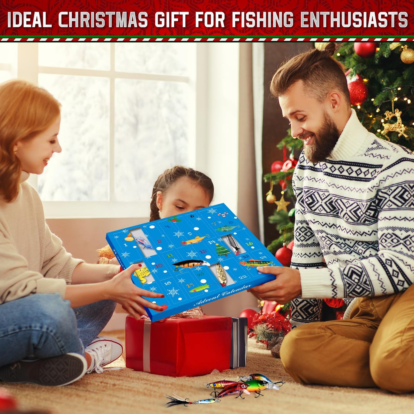 Shemira Fishing Advent Calendar 2025, Fishing Lure Advent Calendar 2025, Advent Calendars' 2025 Adult for Men, 24 Days Christmas Countdown Advent Calendar