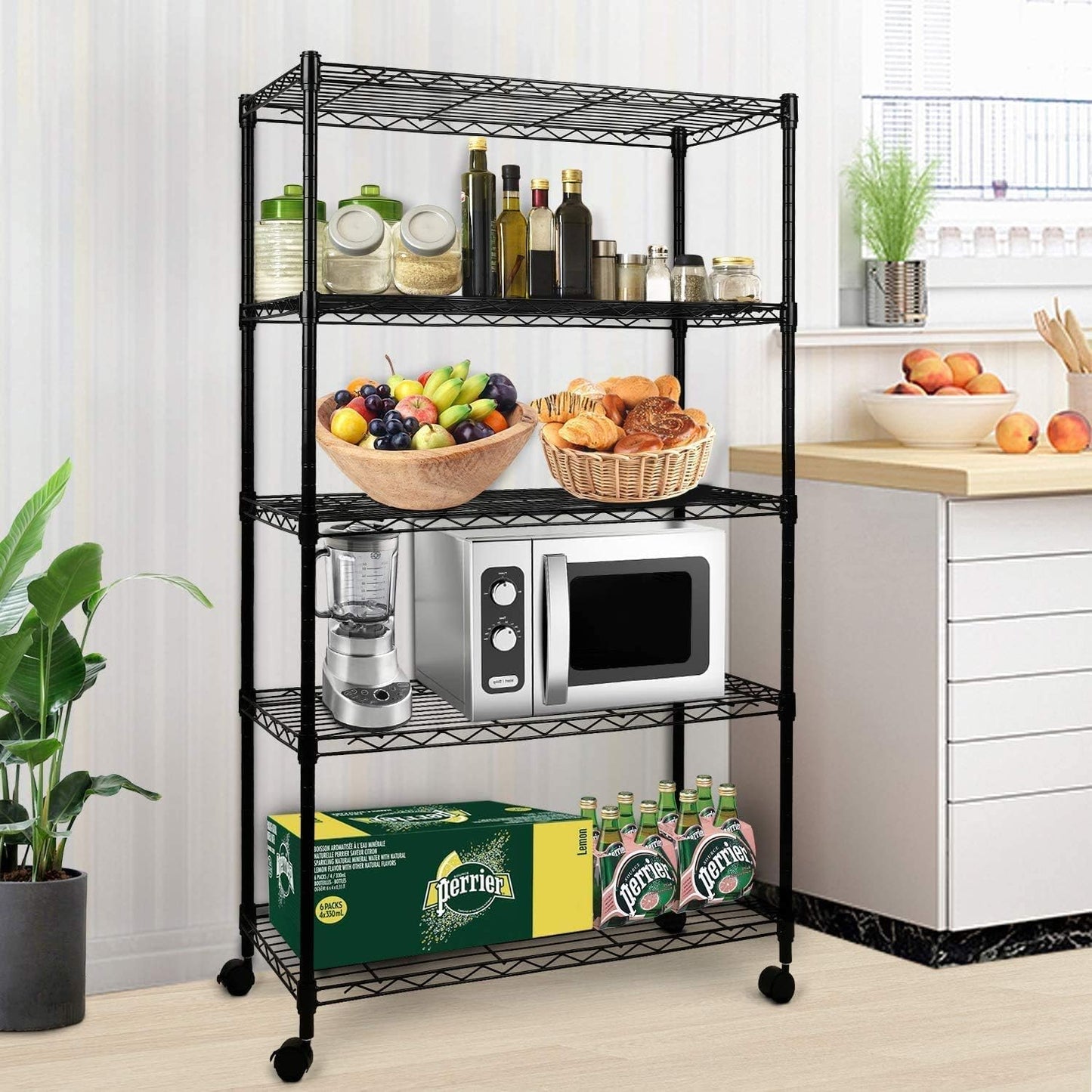 Simple Deluxe Heavy Duty 5-Shelf Storage Unit - 1250lbs Capacity | 29.92" D x 13.98" W x 61.09" H, Black