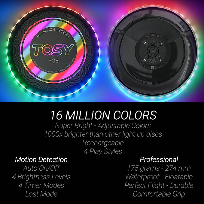 TOSY Bundle of 2 - Flying Disc 108 LEDs - RGB White + Blue