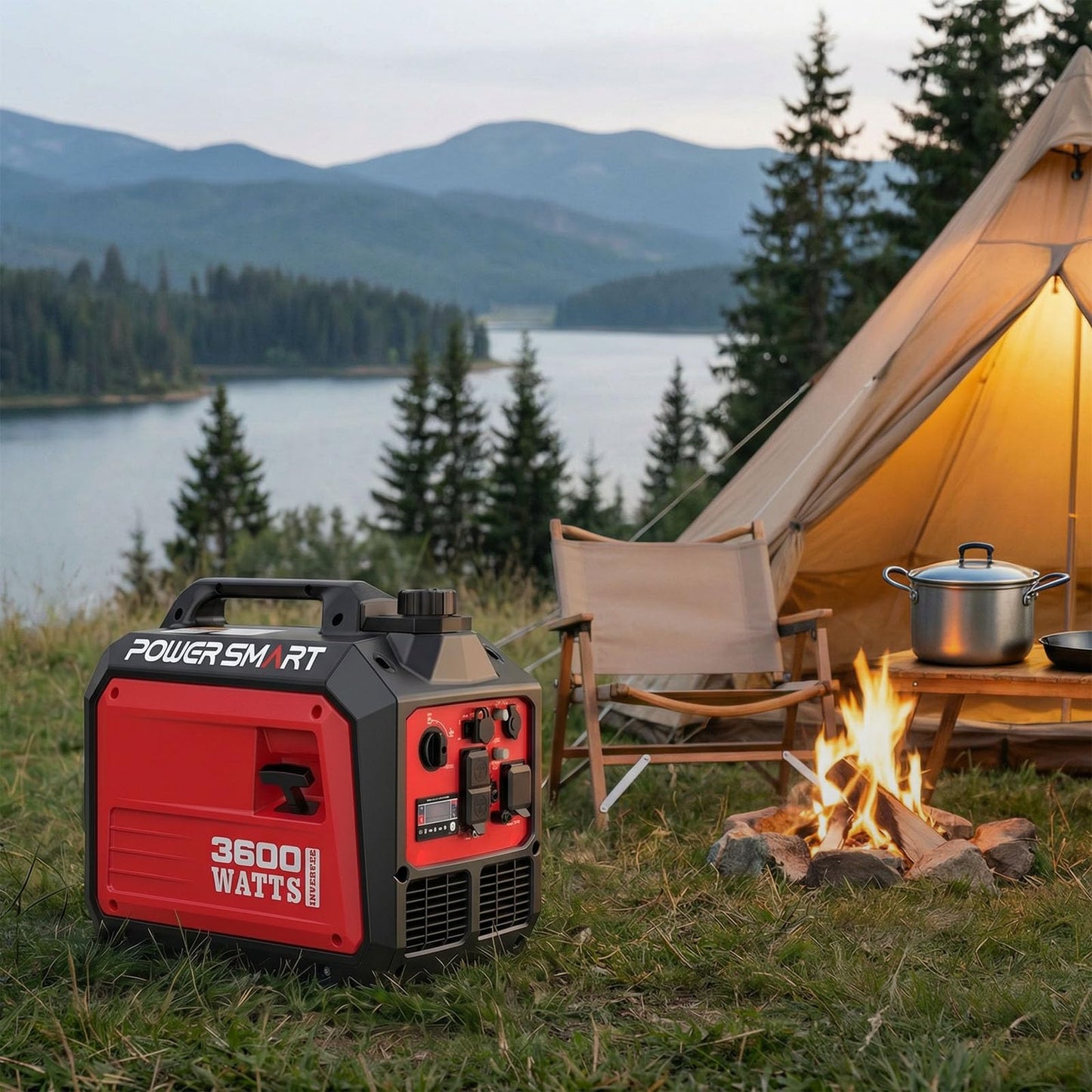 PowerSmart 3600-Watt Portable Inverter Generator, Quiet Technology, RV Ready 30A Outlet, Camping, Home use