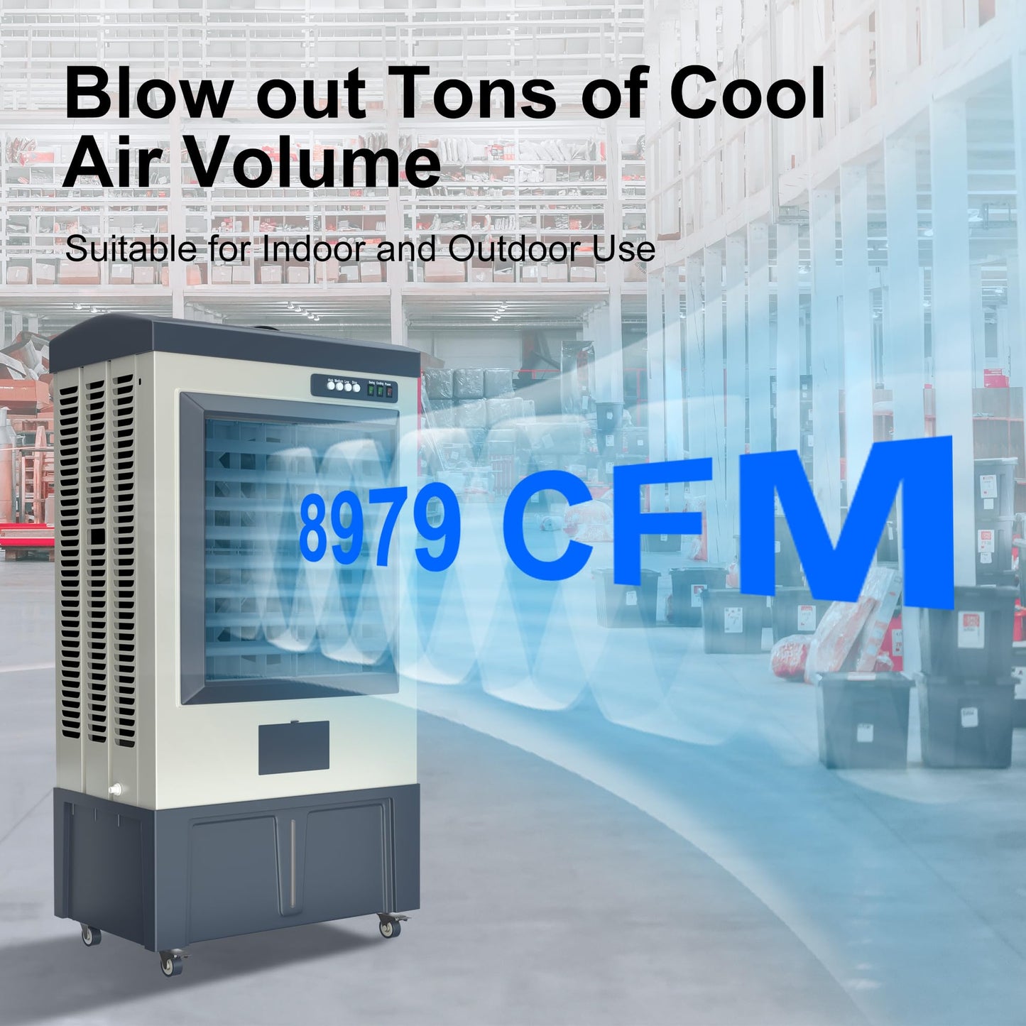 Uthfy 8979 CFM Swamp Cooler, 58" Evaporative Air Cooler with 36 Gal Water Tank, 5 Ice Box, 120° Oscillation, Portable Air Conditioner with 3 Speeds, Outdoor Cooling Fan for Garage, Patio, Factory Use