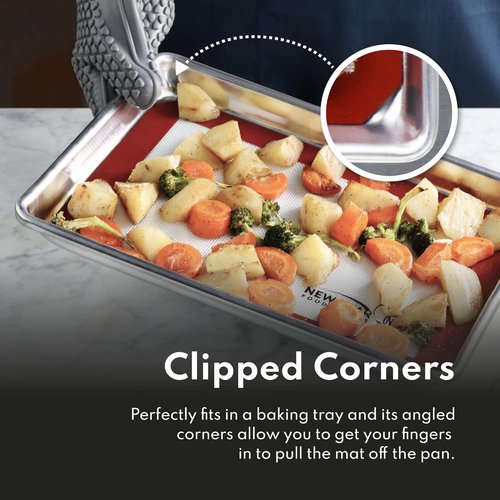 New Star Foodservice 18-Gauge Aluminum Sheet Pan Set - Includes Silicone Baking Mat | 15 x 21 Inch