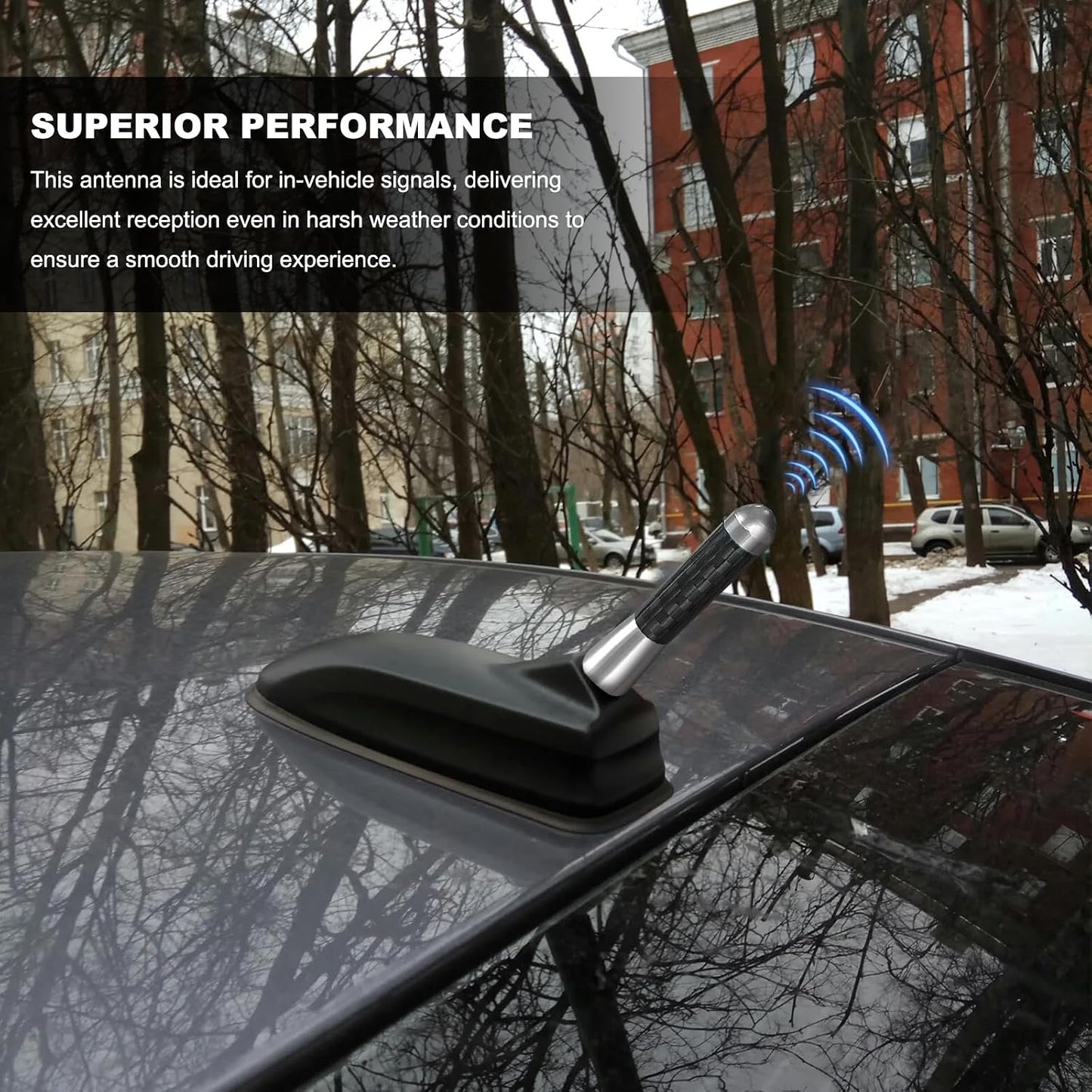 Fkewp 1.37 Inch Car Short Antenna, Aluminum Alloy AM/FM Reception Antenna with Screws & Gaskets, Carbon Fiber Roof