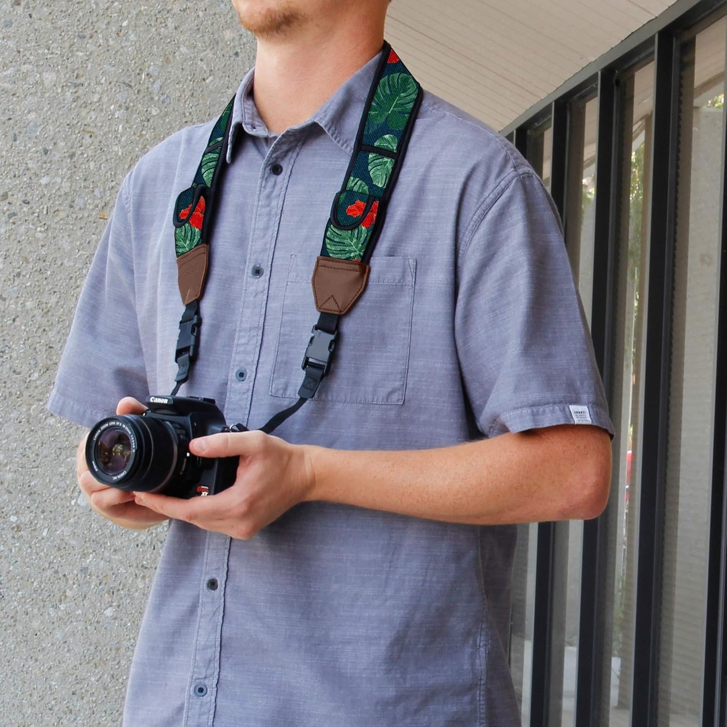 USA Gear TrueSHOT Camera Strap Neoprene Camera Straps - Padded Neck Strap, Pockets, and Quick Release Buckles