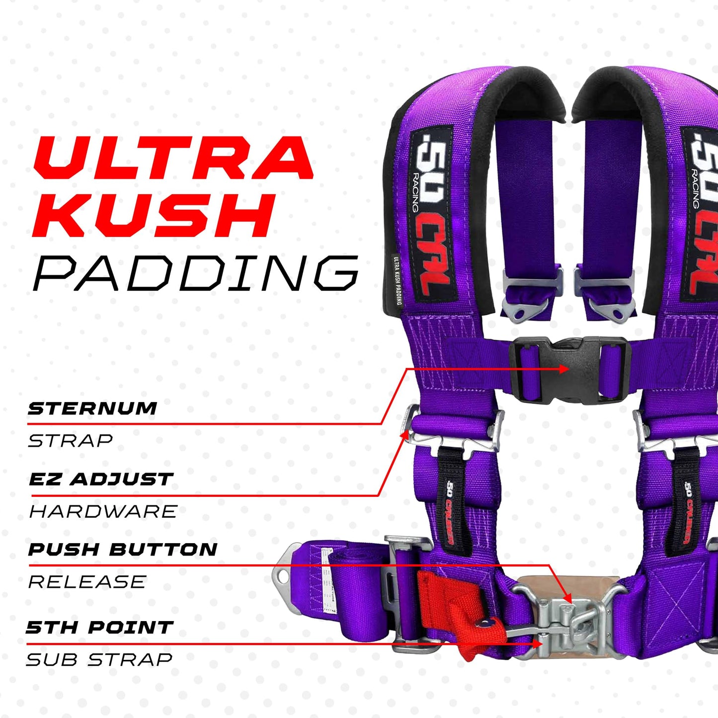 2pc Harnesses for Bucket Seat, quick release Racing Harness with 9 color options, Race Car, UTV, RZR (Purple 4pt, 3 inch) [6008P2]