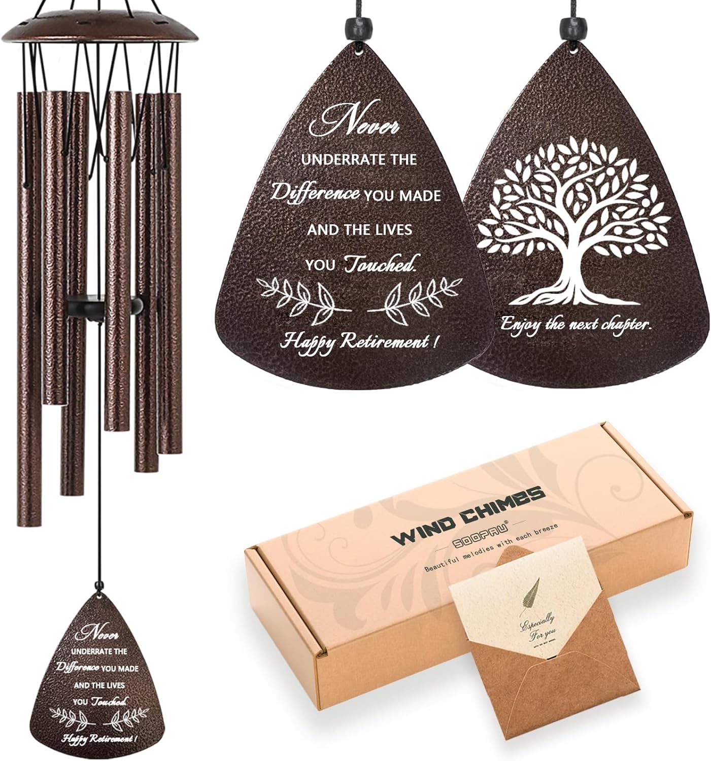 Soopau Wind Chimes - Thoughtful Retirement Gift for Men & Women | 32" Size for Colleagues & Friends