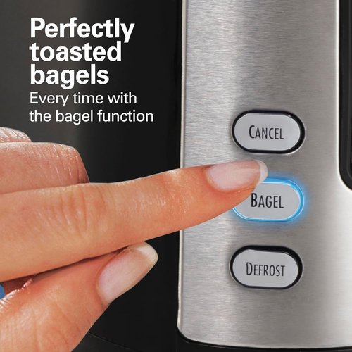 Hamilton Beach 2-Slice Toaster - Extra Wide Slots, Bagel & Defrost Settings, 7 Browning Levels, Black & Stainless Steel