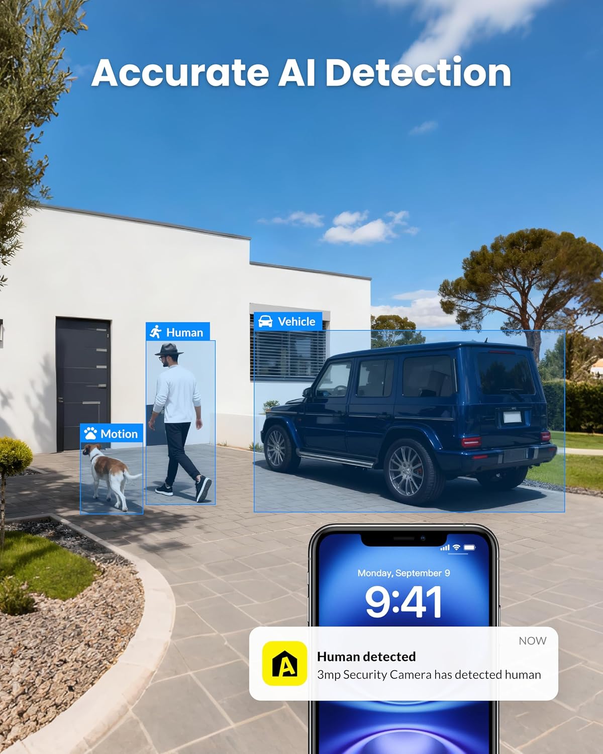 Aurumbach 5MP(3K) Detection,2.4GHz 2-Way Solar Security Camera Outdoor Wireless, Color Night Vision, Battery Powered